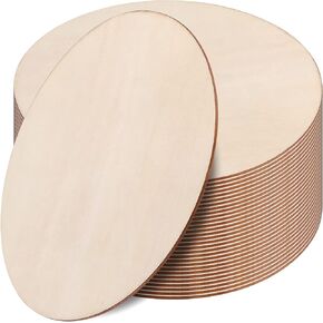 SHEUTSAN 30 PCS 9 Inch Round Wood Circles, 0.1 Inch Thick Unfinished Wood Discs, Blank Wooden Cutouts for DIY Arts Crafts Projects