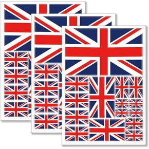 QQSD United Kingdom UK British Flag Sticker Union Jack Decal in Multiple Sizes (3 Pack, 11.7x8.3 Inches)