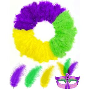 SIROGOGO 300 Pcs Colorful Feathers Feathers Bulk for DIY Craft Mardi Gras Party Decorations Carnival Costume