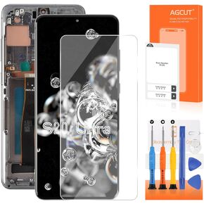 OLED for Samsung Galaxy S20 Ultra 5G Screen Replacement Display S20 Ultra 5G LCD for Samsung S20 Ultra Digitizer and Touch SM-G988U Screen SM-G988B Assembly Grey with Frame (Support Fingerprin)