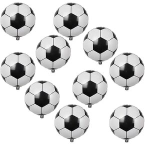 10 Pack 18-inch Aluminum Foil Soccer Balloons Soccer Helium Balloons Soccer Balloons Soccer Themed Parties Birthday Parties Holiday Party Decorations Black and White Football Balloons