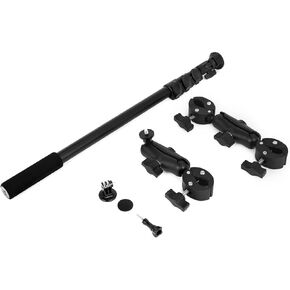 YOUNZJ Motorcycle Bike Handlebar Double clamp Mount Invisible Selfie Stick Super Camera Clamp 360°Rotating Extendable Ballhead Magic Arm 60'' for Insta360 ONE X3 X2 X RS R Go 2 3 Action Camera