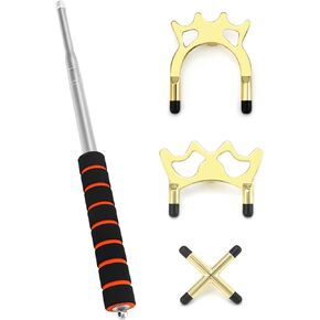 QWOKR Telescopic Snooker Cue Stick Bridge, 2 Sets 13.5" to 59" Retractable Billiards Cue Stick Bridge with 6 Removable Brass Bridge Heads, Pool Table Accessories