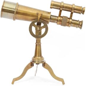 AL QAYIM Vintage Brass Spyglass Telescope with Tripod Stand - Antique Handheld Nautical Decor for Adults - Authentic Brass Pirate Spyglass & Tabletop Telescope - Table Decor Gift in Kuwait