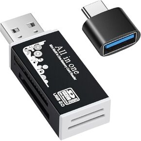 BORLTER CLAMP USB Memory Card Reader, USB Card Reader for Computer with a Type c Adapter,Supports CF, SD, MMC Cards.