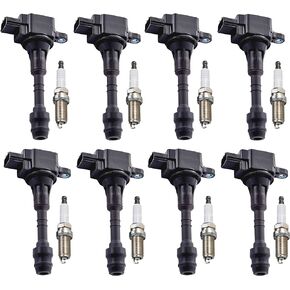 ENA Set of 8 Platinum Spark Plug and 8 Ignition Coil Pack Compatible with Infiniti Q45 FX45 M45 Replacement for UF482