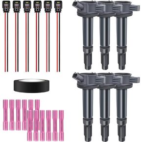 Performance Master Set of 6 Ignition Coils & Pigtail Connector Wiring Harness Kit Compatible with Ford Escape Fusion Lincoln Zephyr Mercury Mariner V6 3.0L UF486 DG514 C1594 5C1651 DG-514