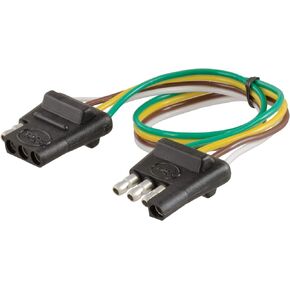 CURT 58381 Vehicle-Side and Trailer-Side 4-Pin Flat Wiring Harness with 12-Inch Wires