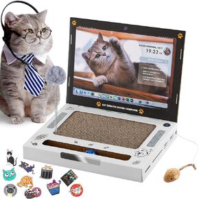 Morikey 4 in 1 Cat Scratcher، وسادة خدش للقطط لحماية الكمبيوتر المحمول، ألعاب هريرة مع ألعاب تفاعلية "ماوس" رقيق، عصا دعابة للقطط، كرة جرس للقطط، ملصقات الكمبيوتر المحمول/القطط العاملة على وسائل التواصل الاجتماعي in Kuwait