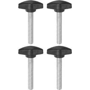 HARFINGTON 4pcs Tee Wing Knobs Thumb Screws M5 x 25mm Standard Male Thread Plastic T Knobs Handles Hand Clamping Knobs Grip Thumbscrew, Black