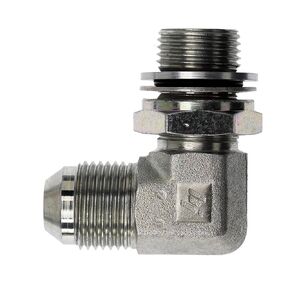 Brennan Industries 7205-08-18-NWO-FG Forged Steel 90 Degree Elbow Conversion Adapter Fitting, 3/4"-16 Male JIC x M18 x 1.5 Male Metric Adjustable O-Ring Boss