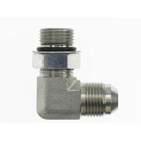 Brennan Industries 6801-LL-08-10-NWO-FG Forged Steel 90 Degree Elbow X-Long Tube Fitting, 3/4"-16 SAE x 7/8"-14 SAE ORB Thread, 1/2" Male JIC x 1/2" Male Adjustable O-Ring Boss