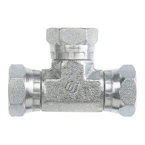 Brennan Industries 1603-04-04-04-FG Forged Steel Tee Tube Fitting, 1/4"-18 NPSM x 1/4"-18 NPSM x 0.220" NPSM Thread, 1/4" Female NPTF x 1/4" Female NPTF Swivel x 1/4" Female NPTF Swivel