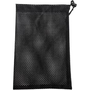 Teensery 4 Pcs Black Nylon Mesh Drawstring Bag with Lock Closure Storage Net Bag for Golfball Toys Laundry, 14.1" x 9.3"