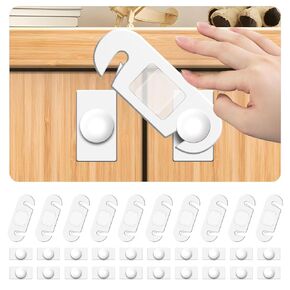 Child Safety Locks (10-Pack) Baby Safety Cabinet Locks - for Cabinets and Drawers, Toilet, Fridge & More. 3M Adhesive Pads. Easy Installation