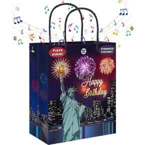 MAGICAL BAG LIGHTS & SOUND' Fireworks & Cheering' Birthday Gift Bags - Favor Bags, Music Bags for Wife, Husband, Him, Her, Women, Men & More, Birthday Bags Large Size