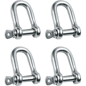 CHANGE MOORE 2/4 Pcs D Ring Anchor Shackles, Stainless Steel Clevis Shackle, Marine Snap Hooks with Screw Pin for Vehicle, Ship Anchor, Rope Bracelets, Sliver Marine Grade Sailing Rigging Shackles