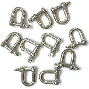 jingyi Stainless Steel Mini D Shaped Bow Shackle, 3mm, Silver Color,for Paracord Jewelry, Marine Tackle-10 Pcs