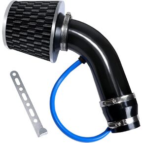 Tongze 3 Inch Universal Cold Air Intake Filter Kit with Stainless Steel Filter and Aluminum Alloy Pipe, Automotive Air Filter High Induction Flow (Blue & Silver)