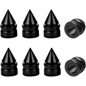 Car Tire Valve Caps, 8 Pack Spike Aluminium Alloy Auto Air Pressure Stem Caps, Universal Dust-Proof Car Tire Valve Trim Accessories, Fit for Cars, Trucks, SUVs and Motorcycles (Black)