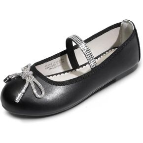 DREAM PAIRS Girls Dress Shoes Slip-on Flower Girl Glitter Bow Ballet Flats for Party, Wedding, Performance, Prom, Graduation