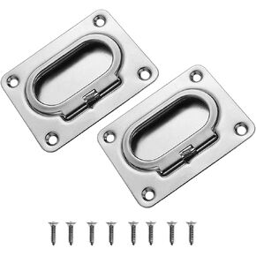 Yetaha 2PCS Hatch Pull Flush Lift، مقبض حلقي للقارب من الفولاذ المقاوم للصدأ البحري، مقبض مجوف محمل بنابض لخزانة درج الأثاث المنزلي على سطح السفينة، مع مسامير