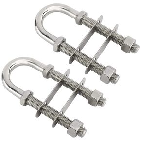 SHENGHUISS 2-Pack Marine 316 Stainless Steel M12 Thread,2" Width, 5-1/2" Length,Boat Stern Bow Eye Tie Down U Bolt