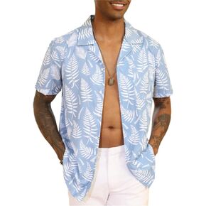 Men's Hawaiian Floral Shirt Casual Short Sleeve Button Down Shirts Tropical Holiday Beach Shirts with Pocket