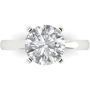Clara Pucci 3.1 ct Brilliant Round Cut Solitaire Moissanite Classic Anniversary Promise Bridal ring Solid 18K White Gold for Women