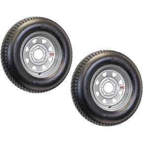 eCustomRim 2-Pack Bias Ply Trailer Tire Rim ST215/75D14 LRC 5-4.5 Silver Spoke Wheel - 2 Year Warranty w/Free Roadside