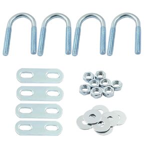 Hordion 4 Sets M6 U Bolt 0.79" Inner Width x 1.97" Length, Round Bend Galvanized U-Bolt Clamp with Nut Plate Washer