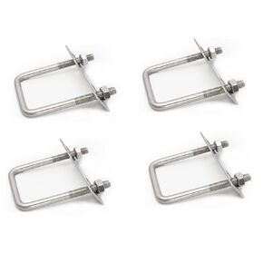 M8 Stainless Steel Square U-Bolts 1"(25mm) with Nuts, Plate, Washers, Set of 4(25x75mm W*L), 4 Pack