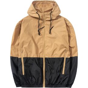 XiaoYouYu Men's Lightweight Windbreaker Jackets Outdoor Hooded Pocket Raincoat Jacket