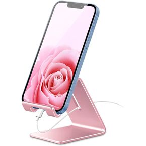 Phone Stand, Aluminum Phone Holder for iPhone 15 14 13 12 11 X 8 7 6 Plus 5, Tablet, Samsung, Huawei, Suitable for All Smartphones, Adding a Touch of Style to Your Office Decor. (Black)