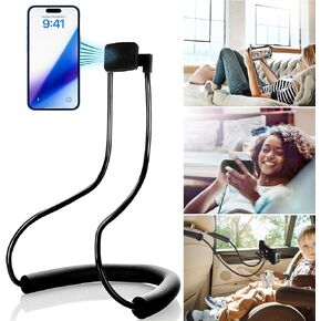 Lazy Neck Phone Holder,Cell Phone Stand for Bed Around Neck,Hand Free Flexible Tablet Holder for Bed (Clip)