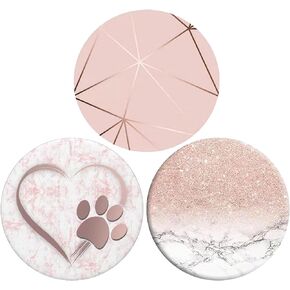 Collapsible Phone Bracket 360°Rotary Grips for Phones & Tablets(3 Pack) -White Heart Rose Gold Geometric Rose Gold Marble