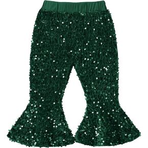 ODOLDI Baby Sequin Flare Pants Toddler Girl Sparkly Velvet Bell Bottoms Casual Glitter Flare Leggings