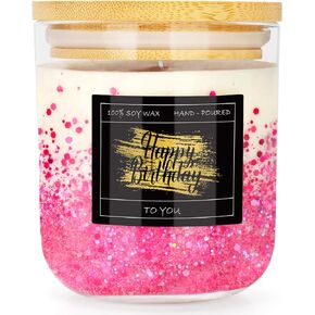Birthday Gifts for Women-11oz Scented Candle with Golden Glitter, Unique Happy Birthday Gift for Mom/Grandma/Women/Men/Friends/Girls, Happy Birthday Candle