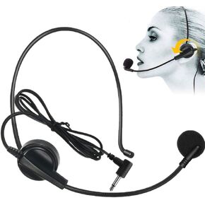 EXMAX Over Ear 3.5mm/1/8" Hands Free Cardioid Wired Audio Boom Condenser Classroom Mic Headset Microphone for UHF-938 ATG-100T Wireless Tour Guide System Voice Amplifier Conference PC Laptop Tablet