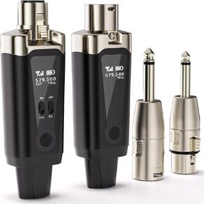 Facmogu Wireless Microphone Transmitter Receiver System, UHF XLR Wireless Mic Adapter System for Dynamic & Condenser Microphone Guitar Audio Mixer PA System, Rechargeable Mic Adapter & 164 Feet Range