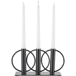 Deco 79 Metal Overlapping Circular Ring Candelabra, 11" x 3" x 5", Gold