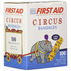 Kids Adhesive Bandage Strips, 3/4", Box of 100