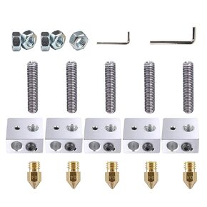 Onyehn 22pcs/Lots A8&A2 3D Printer Part Each 5PCS 0.4mm Extruder Nozzle Print Head+1.75mm Teflon Throat Tube+Heater Blocks Hotend for MK8 Makerbot Reprap