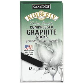 General's Kimberly Compressed Graphite Sticks, 4B Hardness, Black, Pack of 12