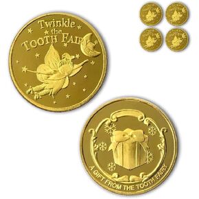NLR Tooth Fairy Coins [4 pcs] Tooth Fairy Golden Coins Experience for The Lost Tooth Kids