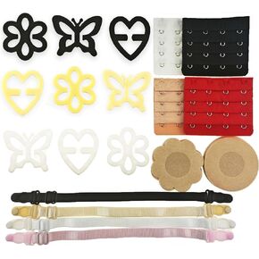 Nudurom Bra Strap Holders for Slipping,Bra Clips to Hide Straps,Bra Straps for Back Holder Making Racerback,Bra Strap Clip Set with Nipple Cover Disposable And Bra Extenders,Bra Accessories for Women