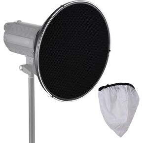 Andoer 15.35 Inch Bowens Mount Beauty Dish Standar Reflector Diffuser Lamp Shade Dish with 60°Honeycomb Grid & Center Reflector for Bowens Mount Studio Strobe Flash Light Speedlite