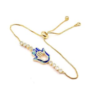 SIFRIMANIA Contemporary Hamsa Hand Charm Adjustable Bolo Chain Lucky Bracelet for Women
