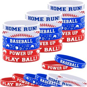 Lesnala 48 PCS Baseball rubber bracelets Baseball motivational silicone Baseball bracelets Baseball party favor for Kids Adults Baseball Theme Party Birthday Favors Teens Adults Gifts(6 Styles)