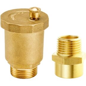 Joywayus Brass Automatic Float Valve Kit 1/2"G Air Bleeder Release Vent Valve & 1/2"G Female × 1/2"NPT Male Pipe Fitting Connector Adapter